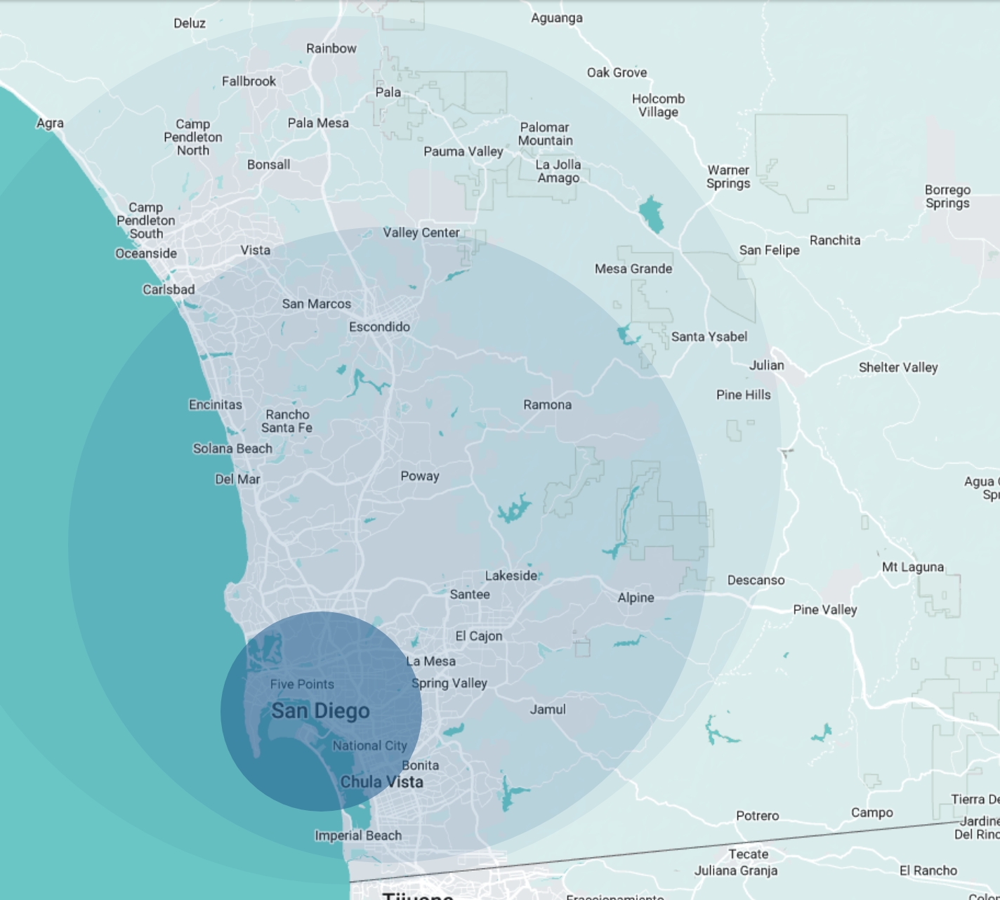 san diego service area map