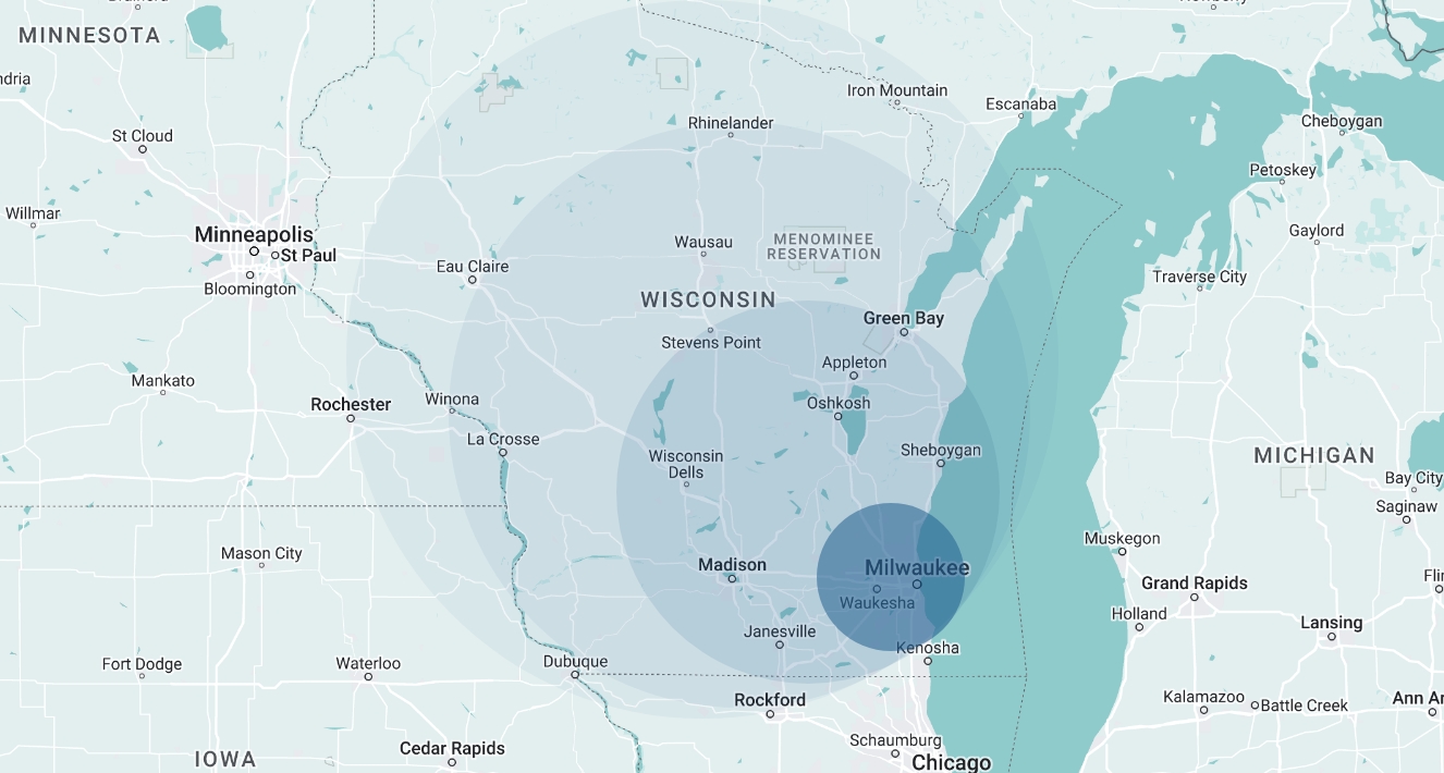 wisconsin service area map